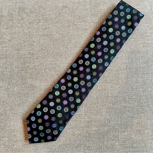 Ted Baker 100% Silk Made in America Men's Multicolor Circles Tie Professional - Picture 1 of 11